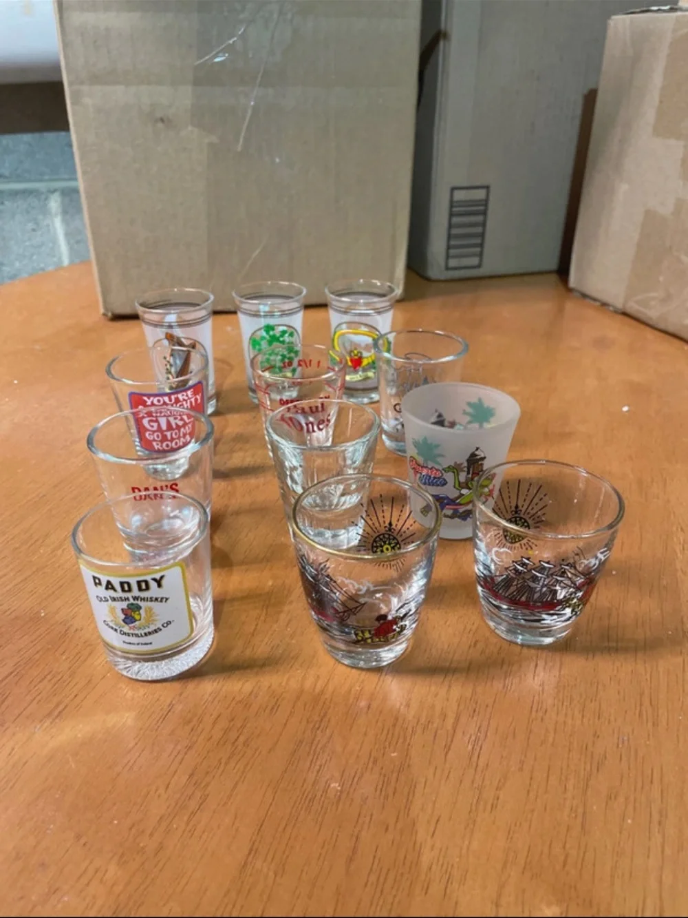 Assorted Decorative Shot Glasses - Clear with Multicolor Graphics